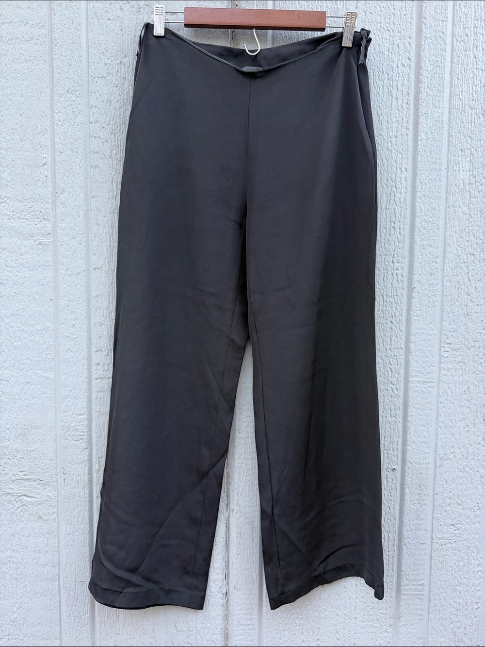Eileen Fisher 100% Silk Black Wide-Leg Pants